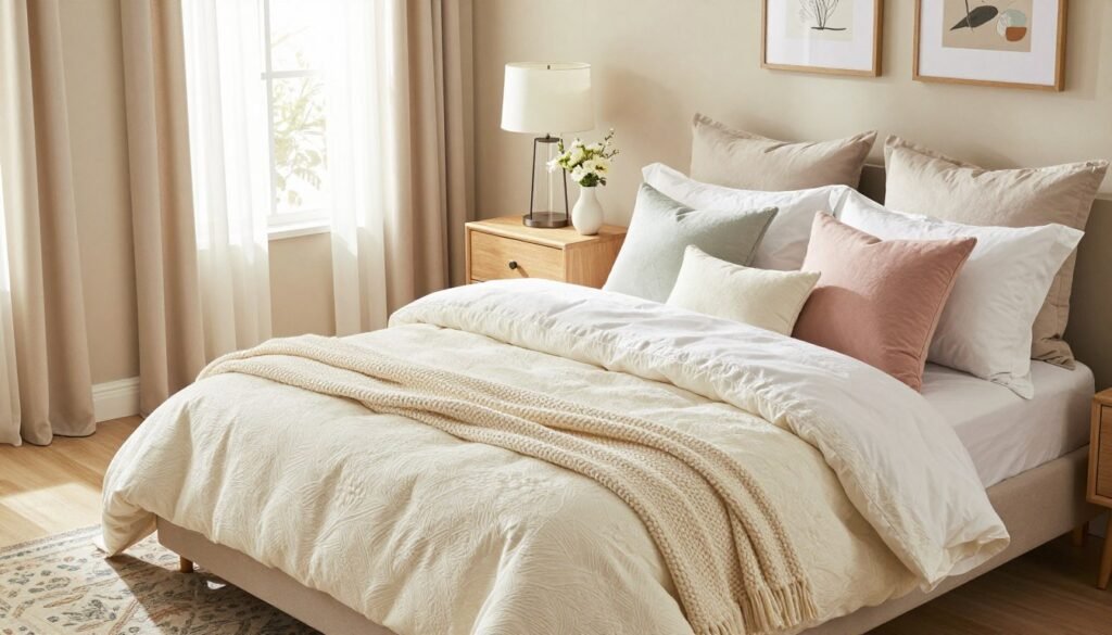 cozy guest room bedding